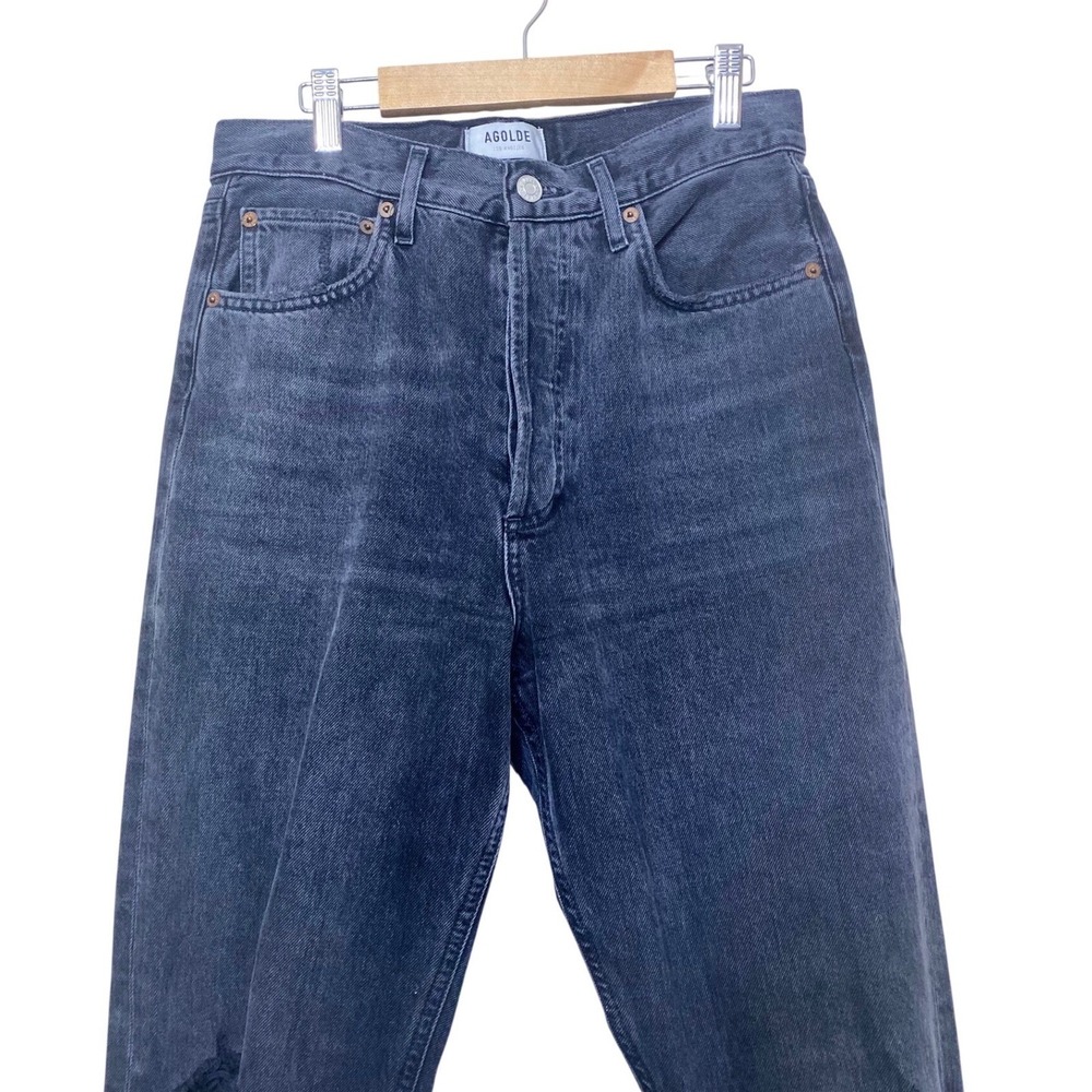 Agolde High Rise Straight Leg Distressed Jeans Faded Black‎ Size 27 - Picture 4 of 8